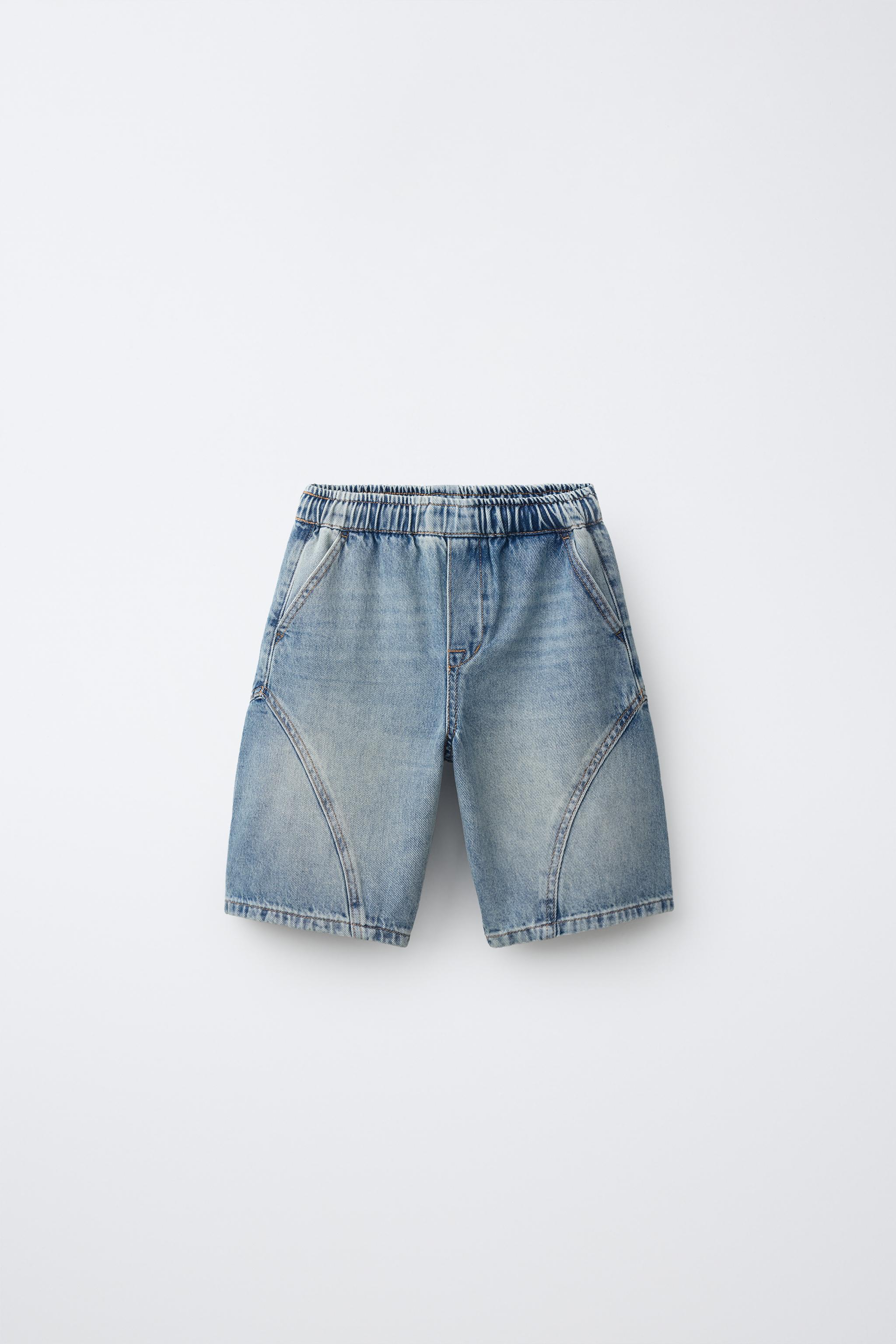 BARREL-FIT DENIM SHORTS